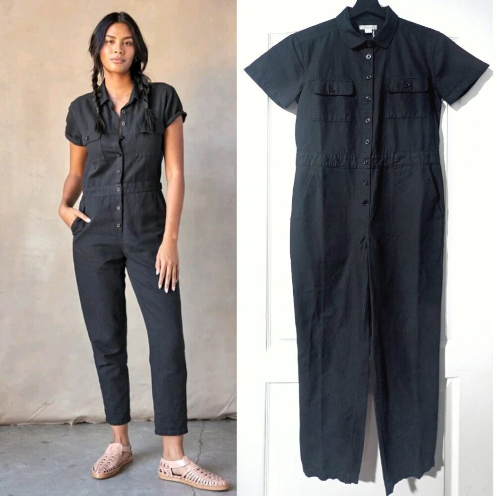 Outerknown | S.E.A. Suit Short Sleeve Jumpsuit in Pitch Black